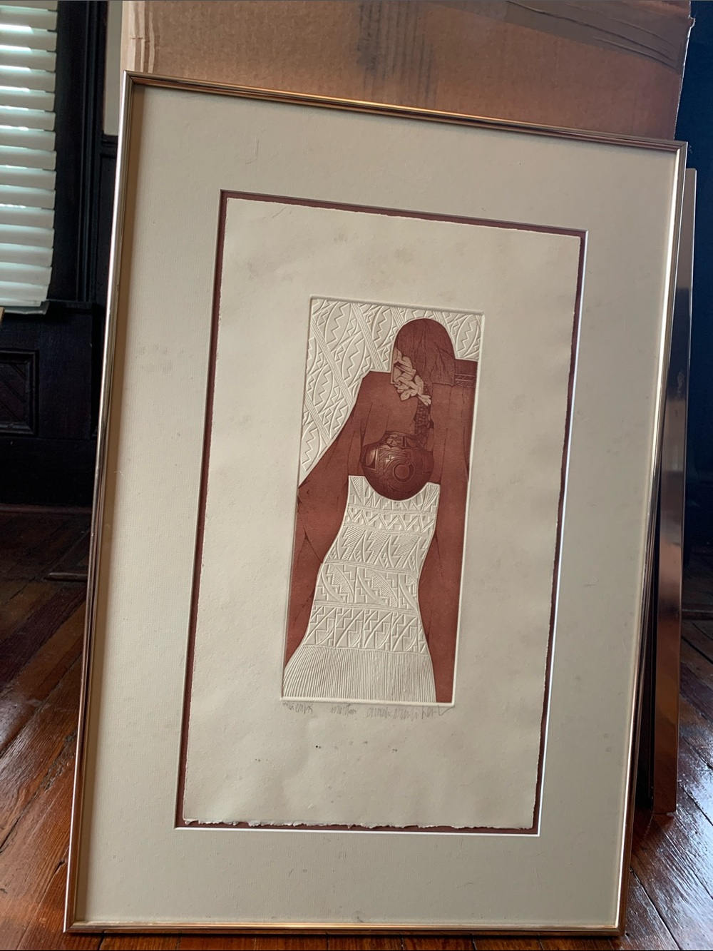 Amado Peña “El Manton” embossed etching print 44/65.